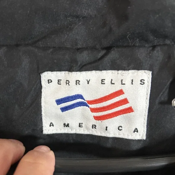Vtg 90s Perry Ellis Logo Windbreaker Jacket, Lined Dad Full Zip XXL - Picture 3 of 7